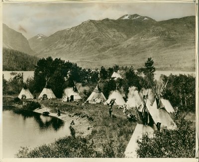 A Native American encampment by American Photographer